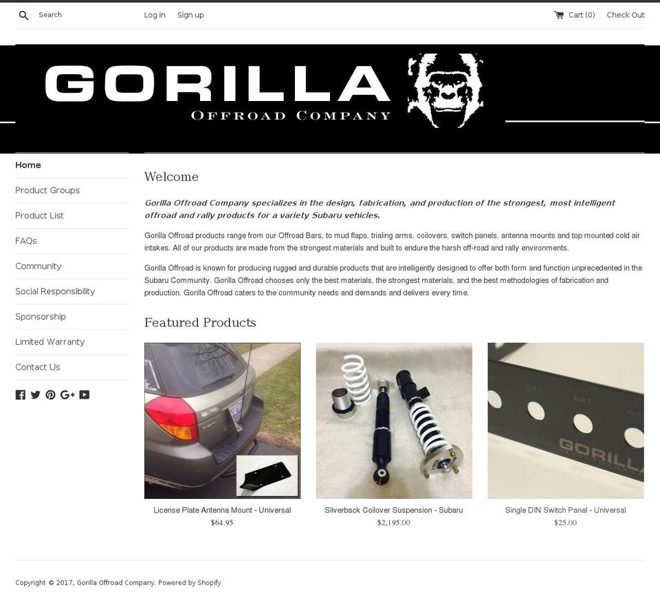 gorillaoffroadcompany.com shopify website screenshot
