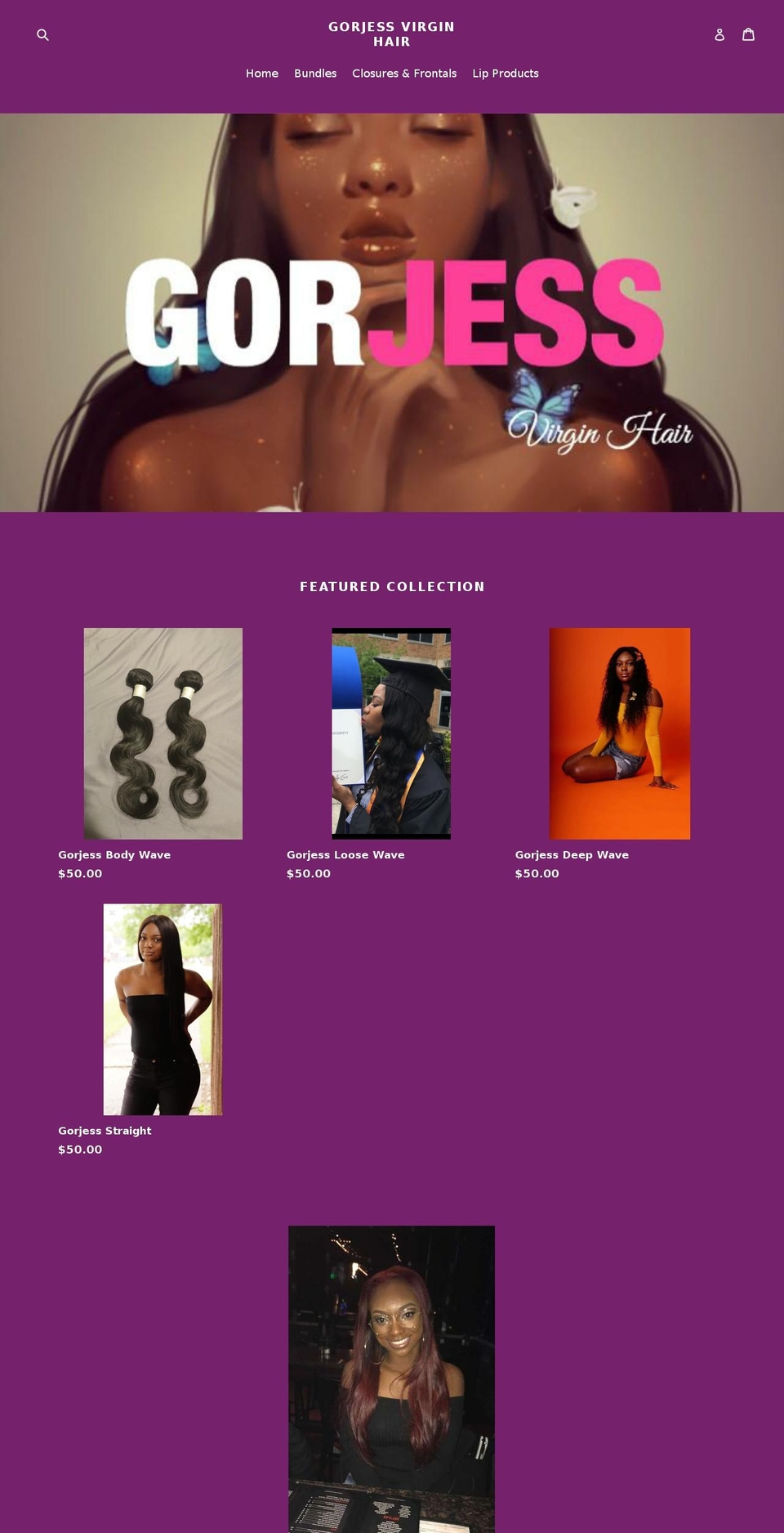gorjessvirginhair.com — Shopify storefront screenshot