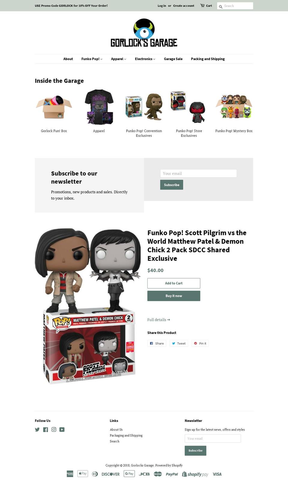 gorlocksgarage.com — Shopify storefront screenshot