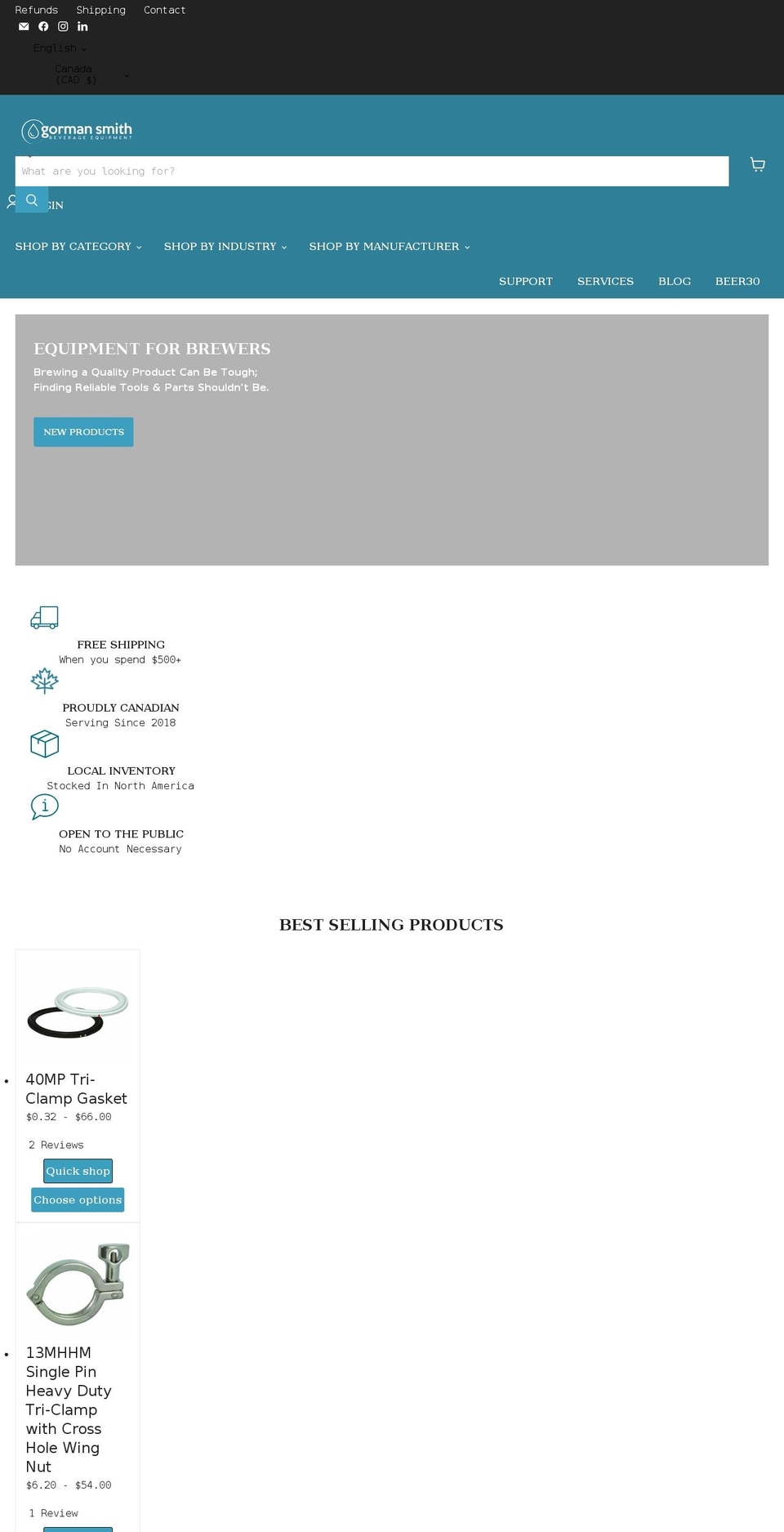 gormansmith.com — Shopify storefront screenshot