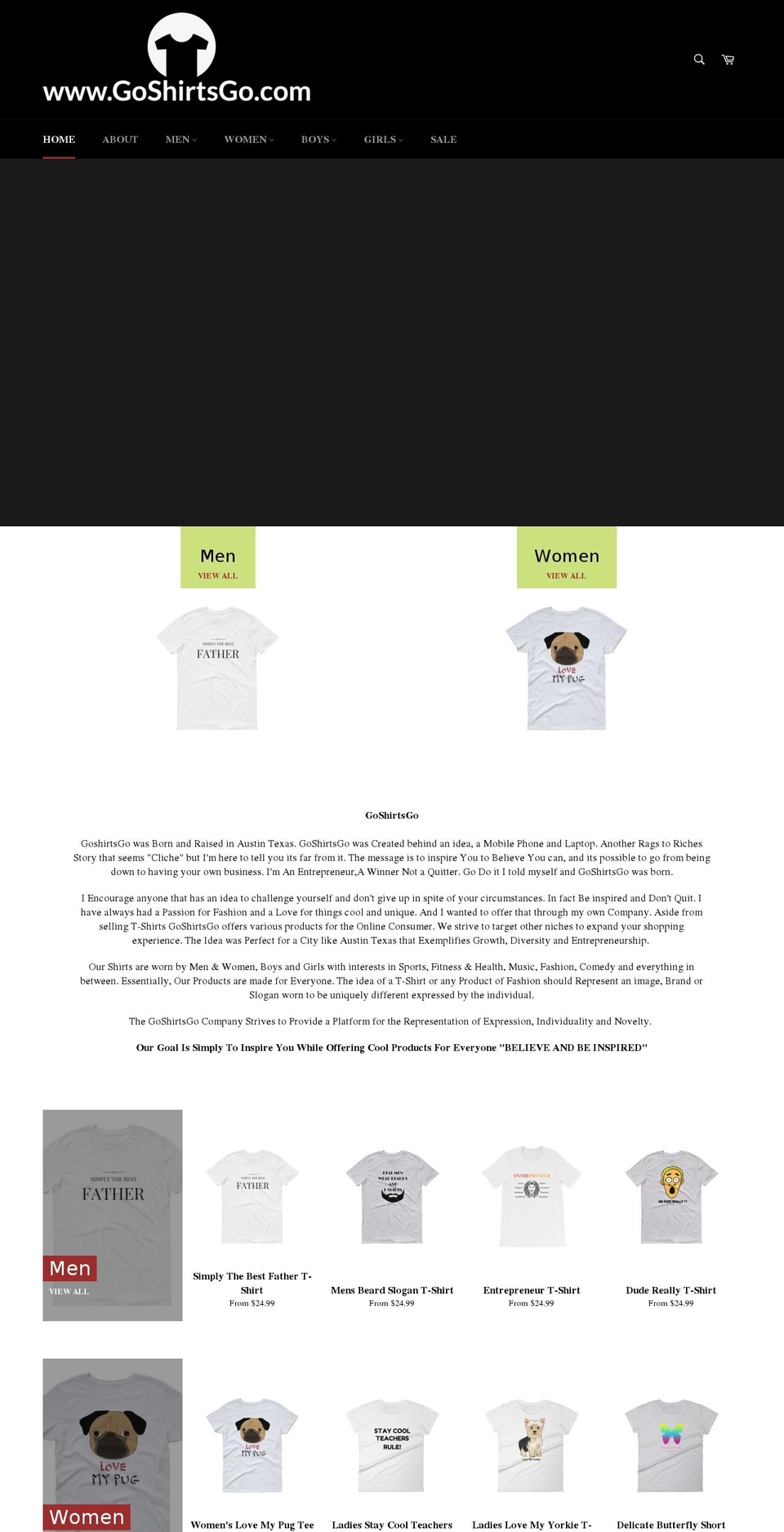 goshirtsgo.com shopify website screenshot