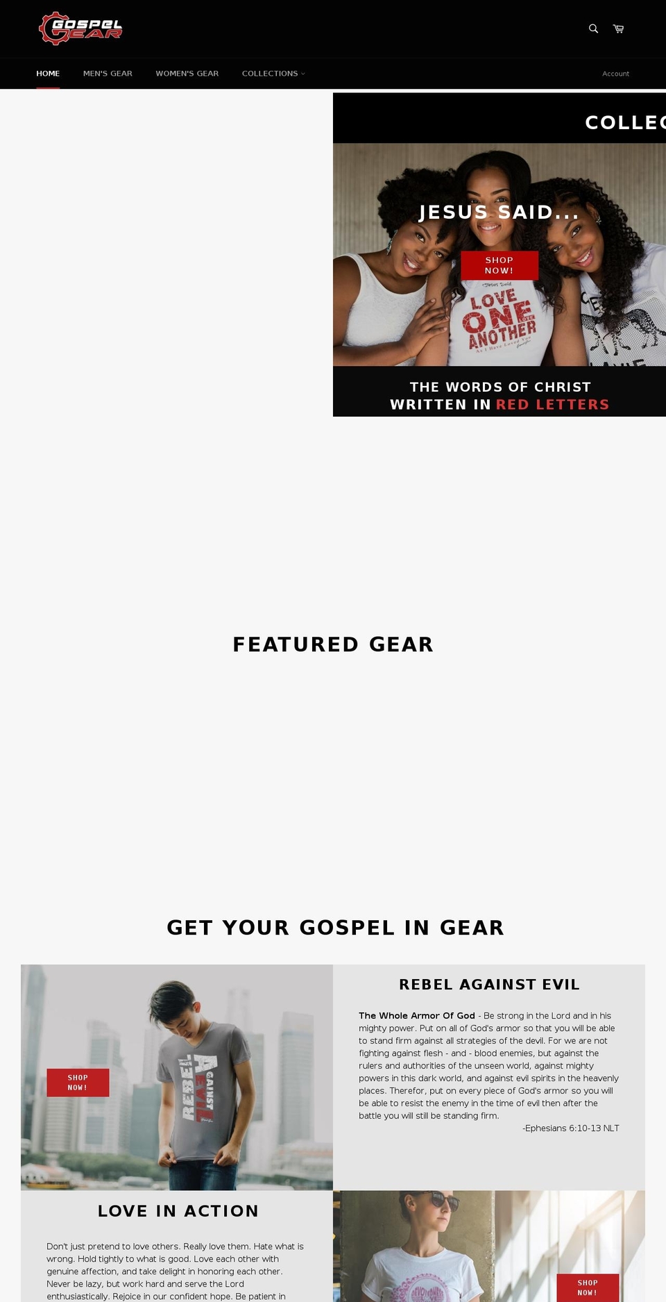 gospelgear.clothing shopify website screenshot