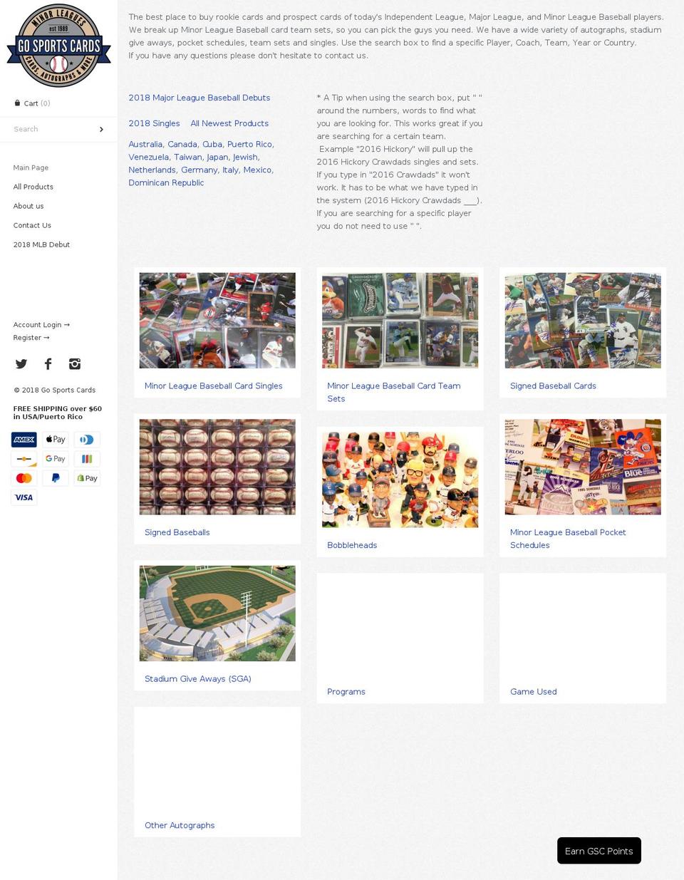gosportscard.com — Shopify storefront screenshot