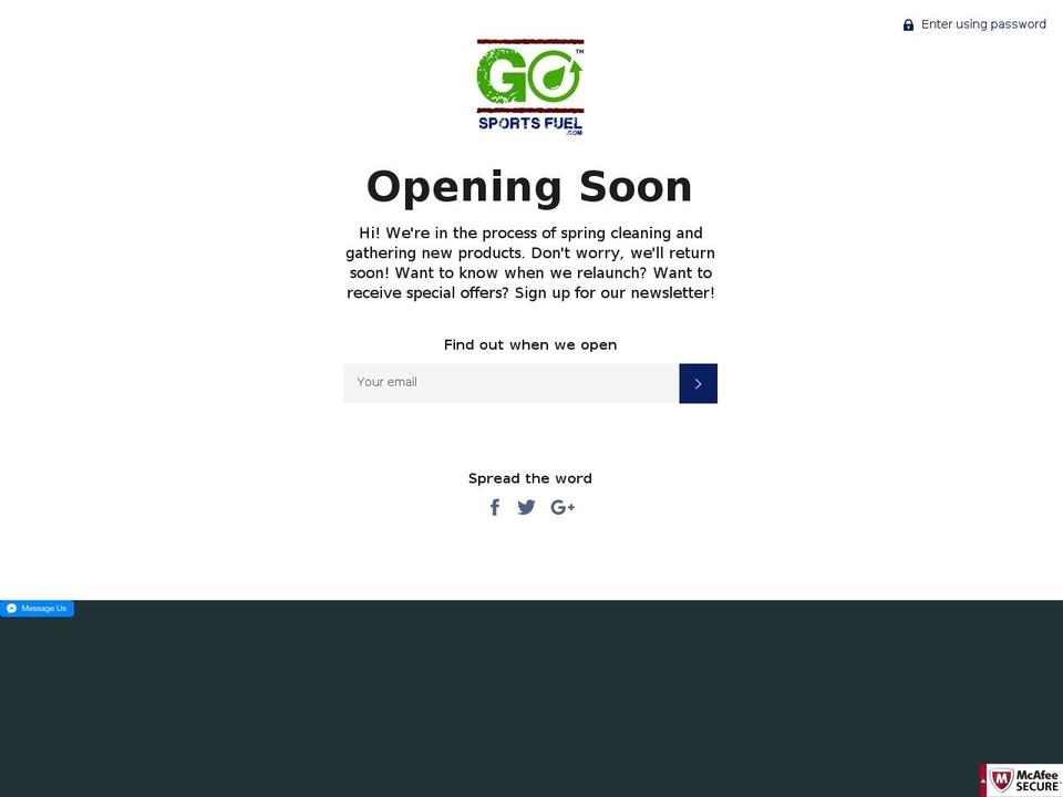 gosportsfuel.com shopify website screenshot