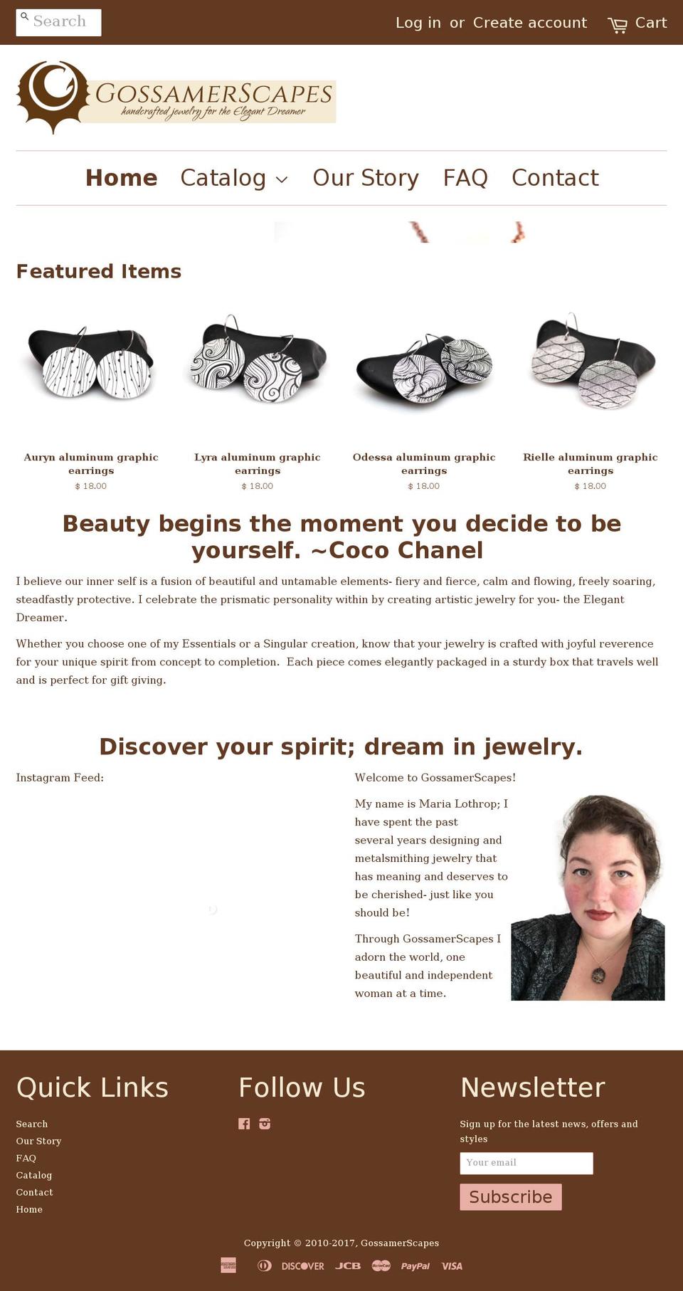 gossamerscapes.com shopify website screenshot