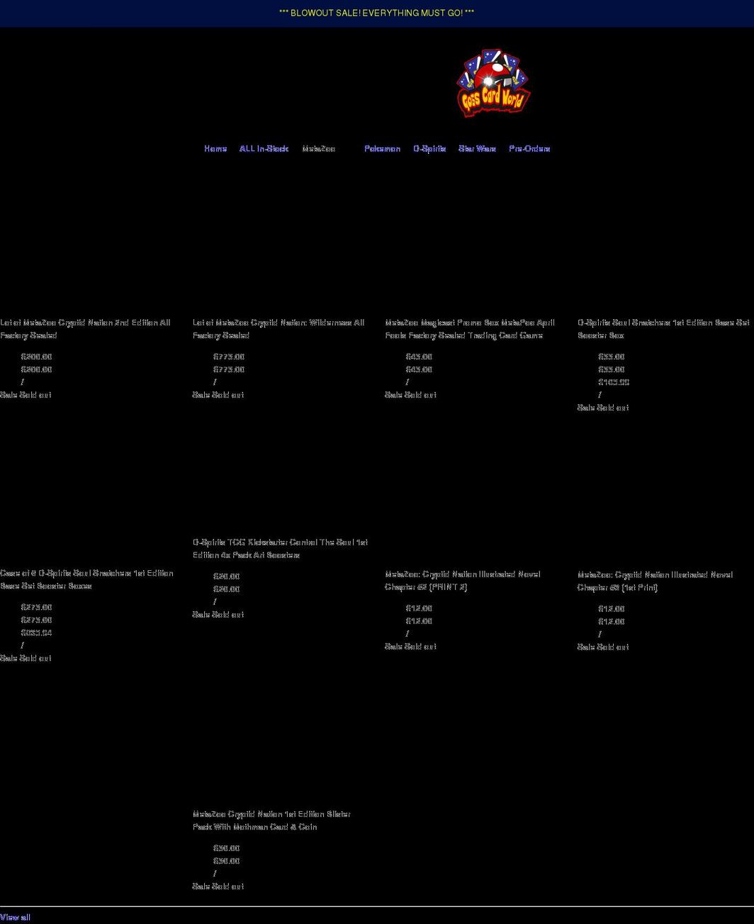 gosscardworld.com shopify website screenshot