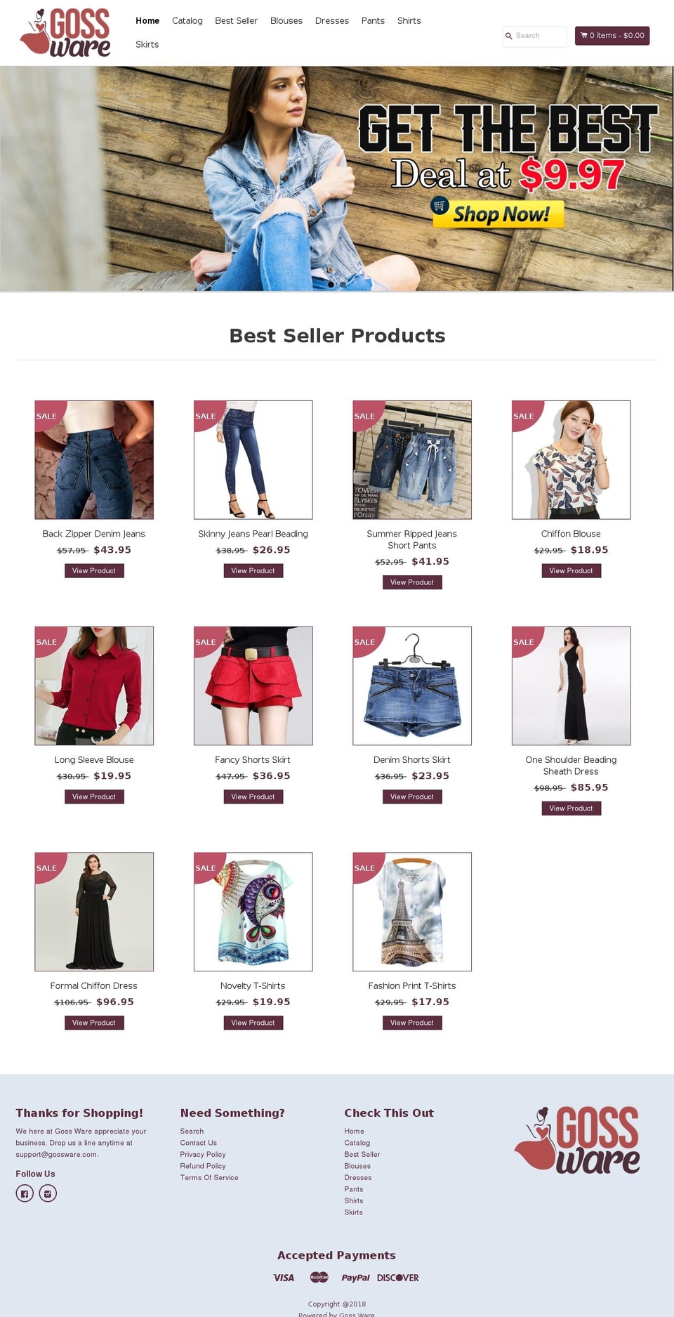 gossware.com shopify website screenshot
