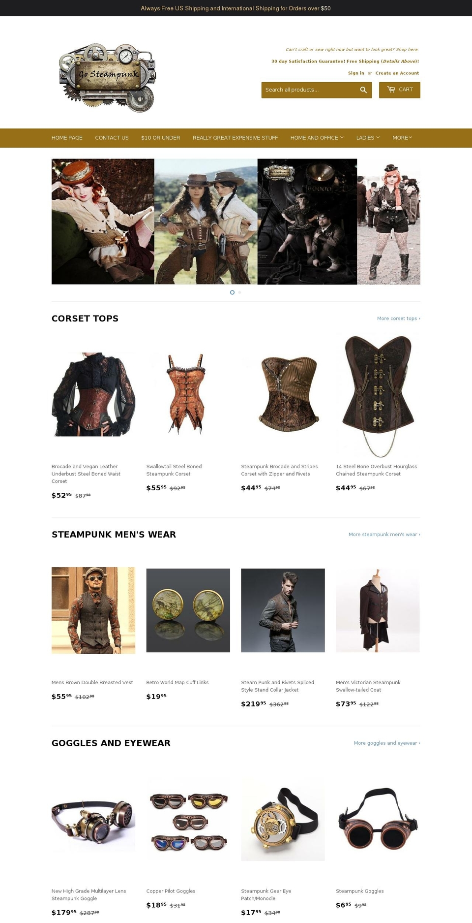 gosteampunk.com shopify website screenshot