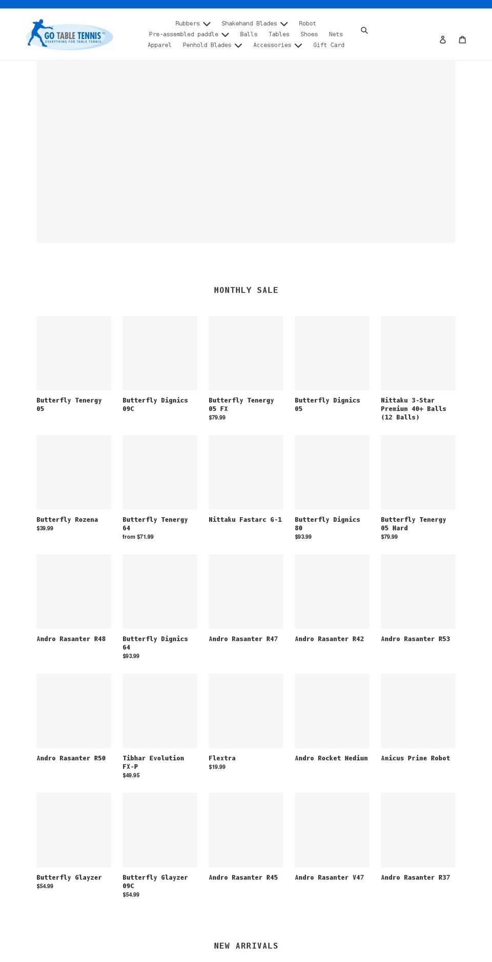 gotabletennis.com shopify website screenshot