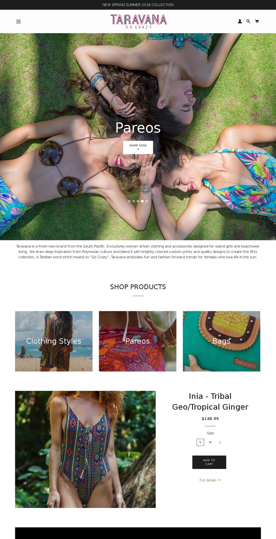 gotaravana.com — Shopify storefront screenshot