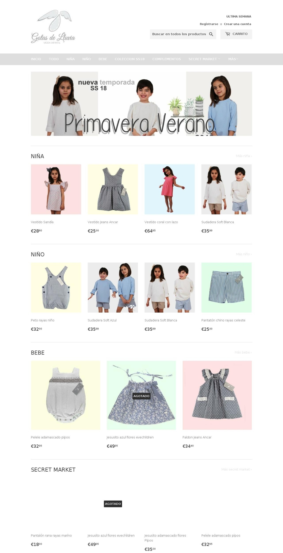 gotasdelluvia.com — Shopify storefront screenshot