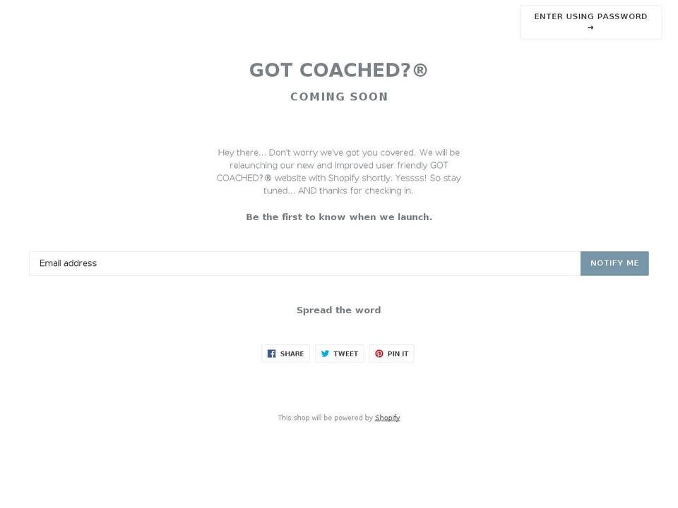 gotcoached.com shopify website screenshot