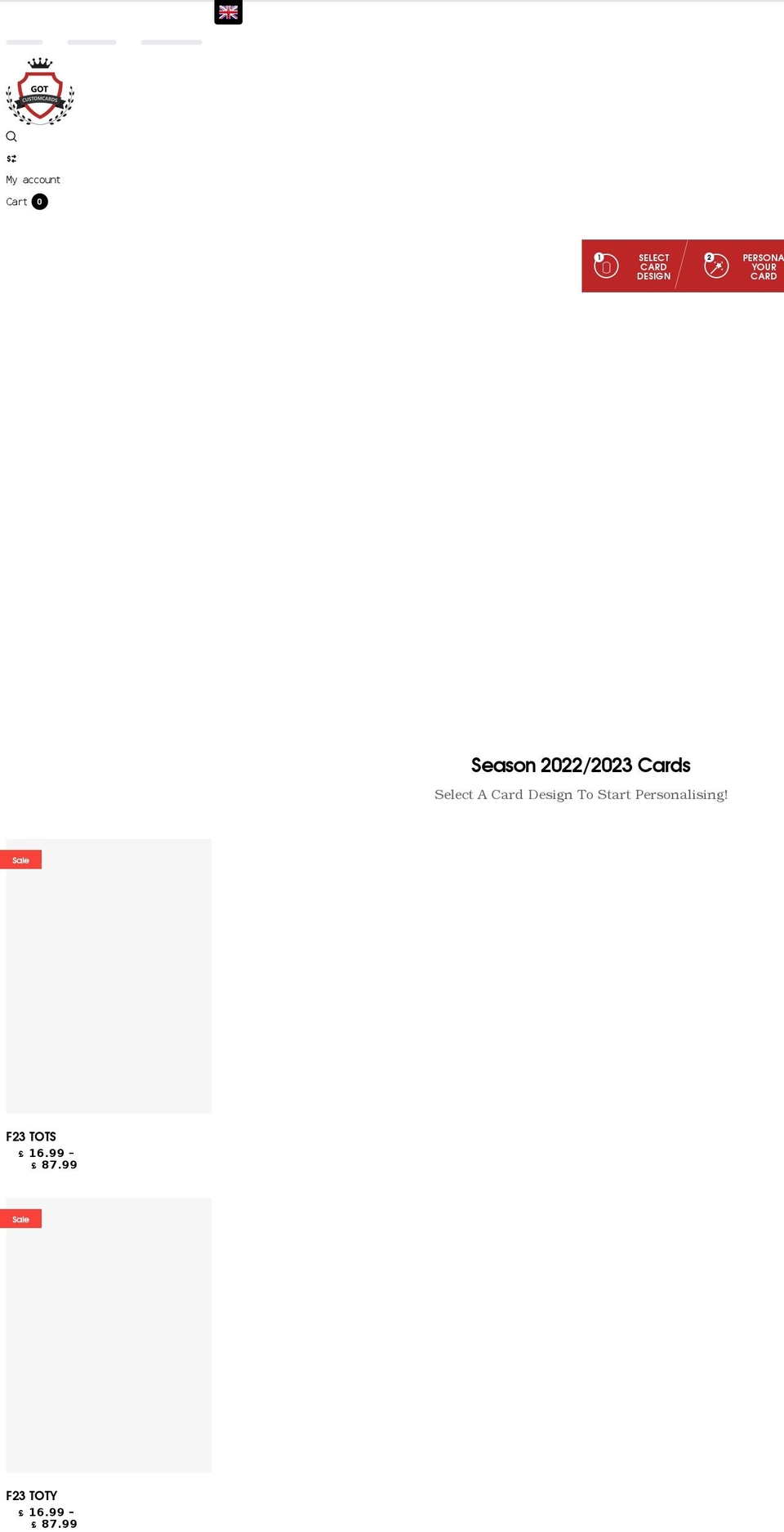 gotcustomcards.com shopify website screenshot