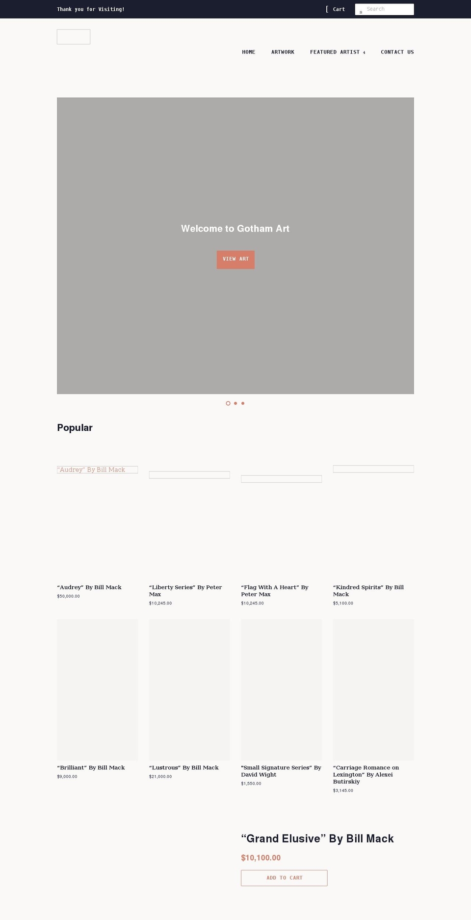 gothamartgallery.com shopify website screenshot