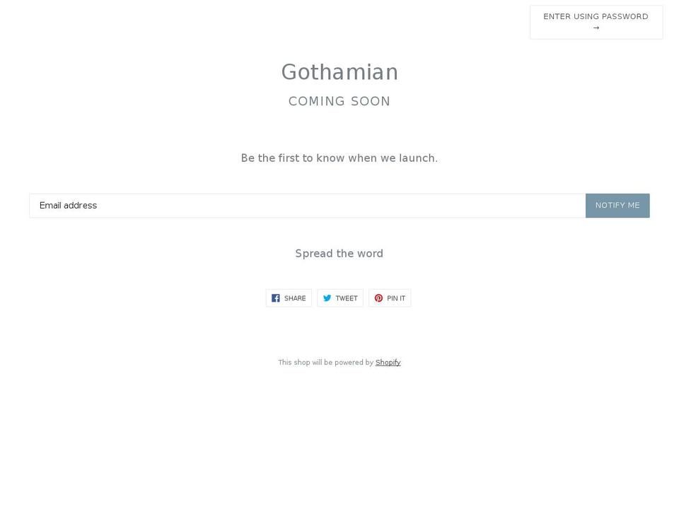 gothamian.com — Shopify storefront screenshot