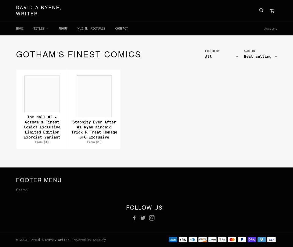 gothamsfinestcomics.com — Shopify storefront screenshot