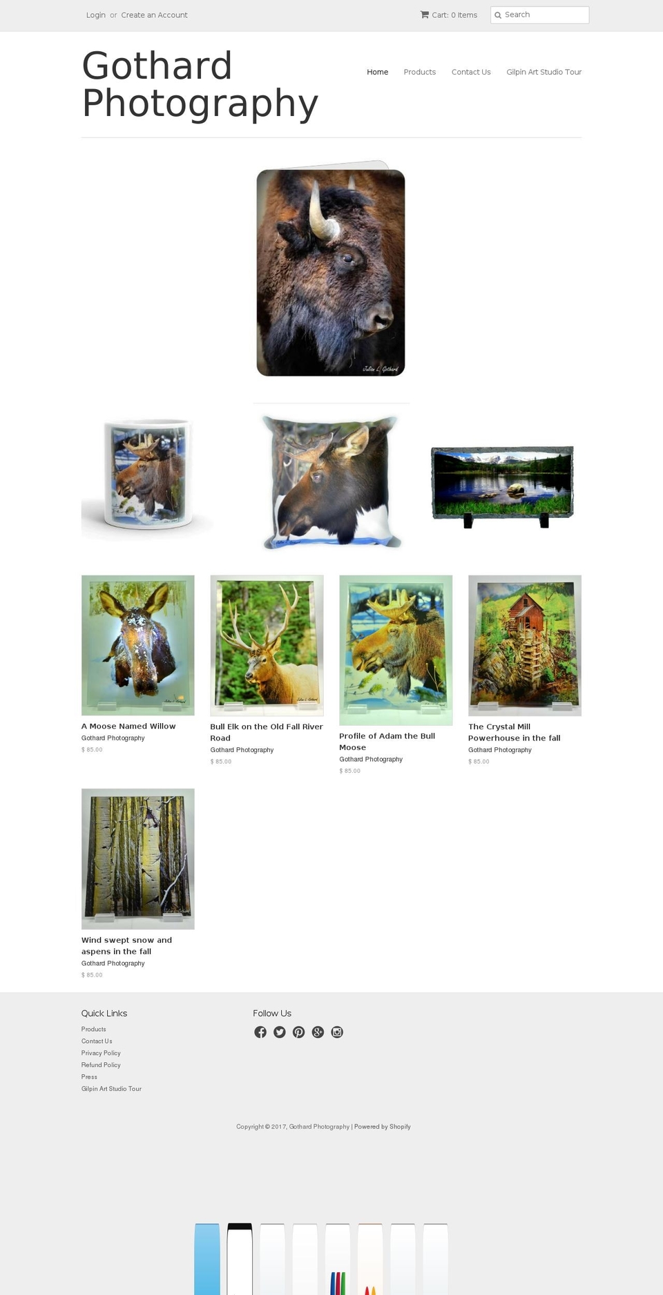 gothardphotography.com shopify website screenshot