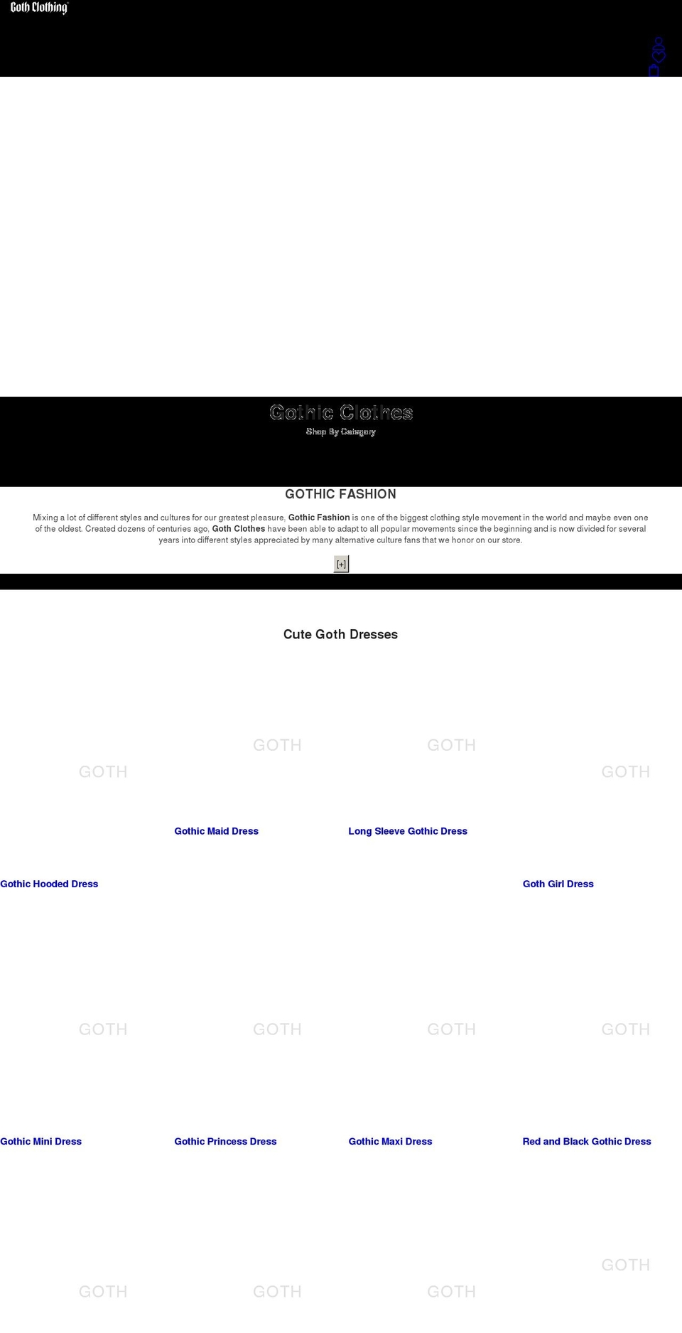 gothic-clothing.com shopify website screenshot