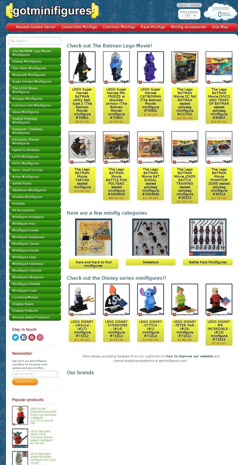 gotminifigs.com shopify website screenshot