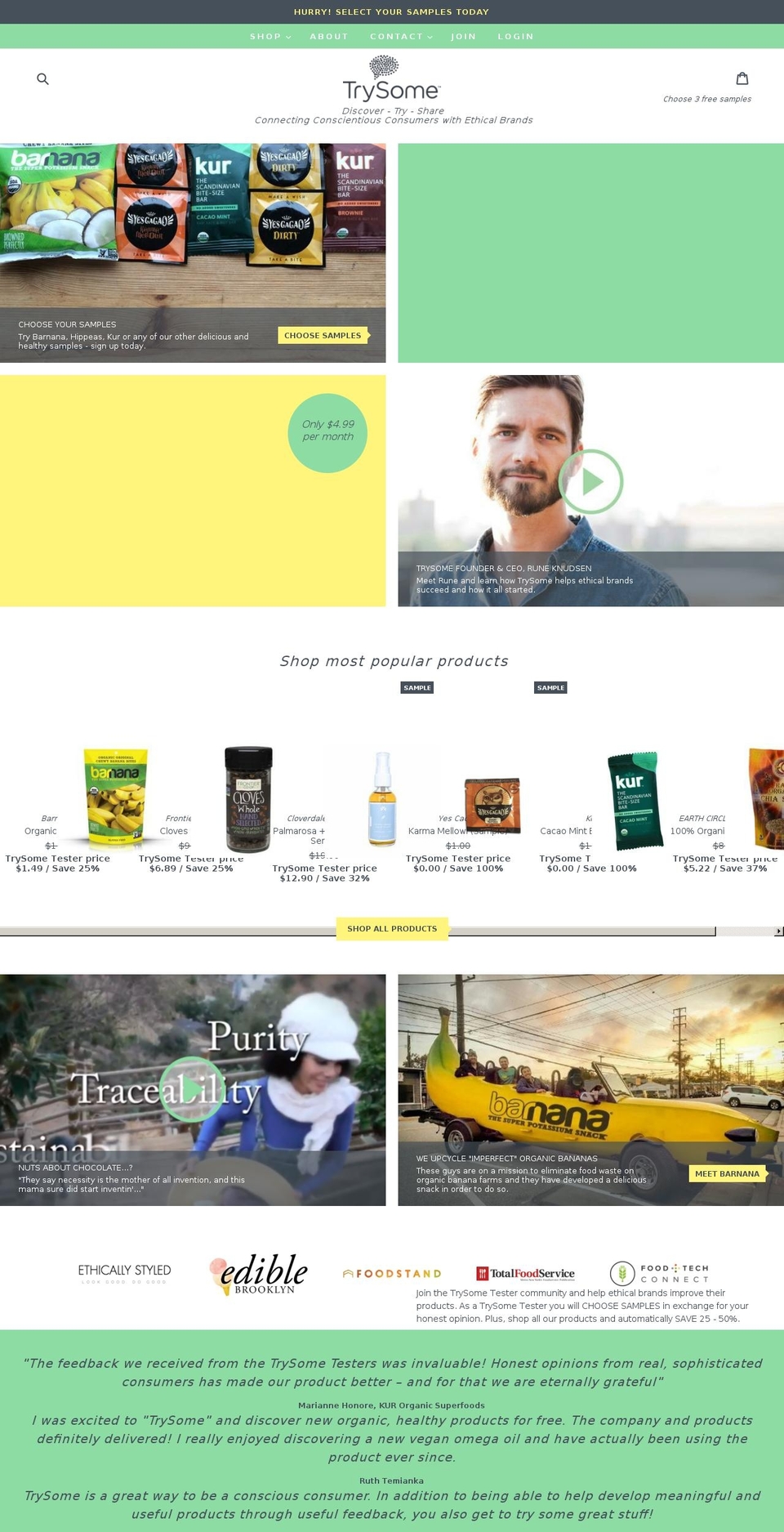 gotrysome.com shopify website screenshot