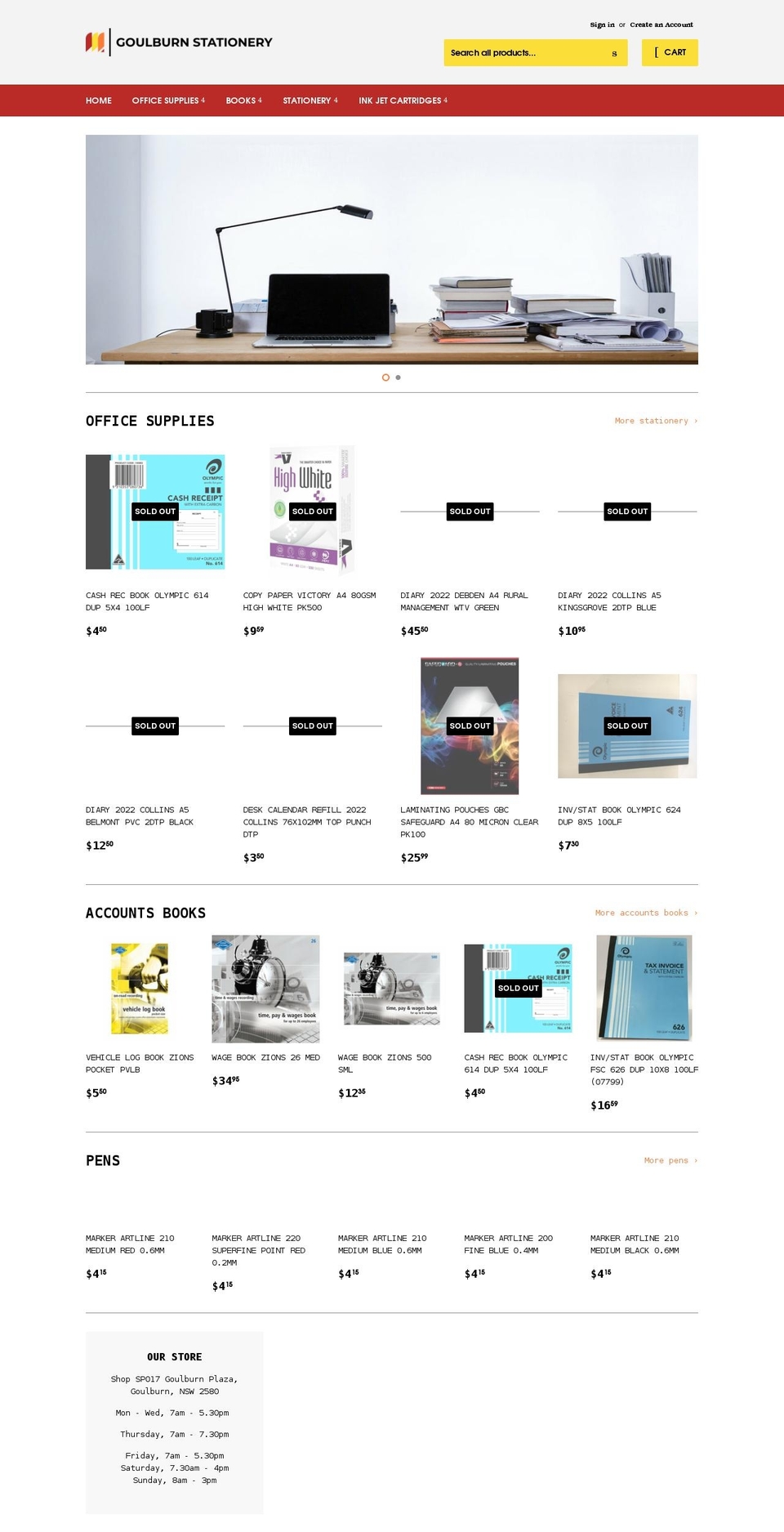 goulburnstationery.com.au shopify website screenshot