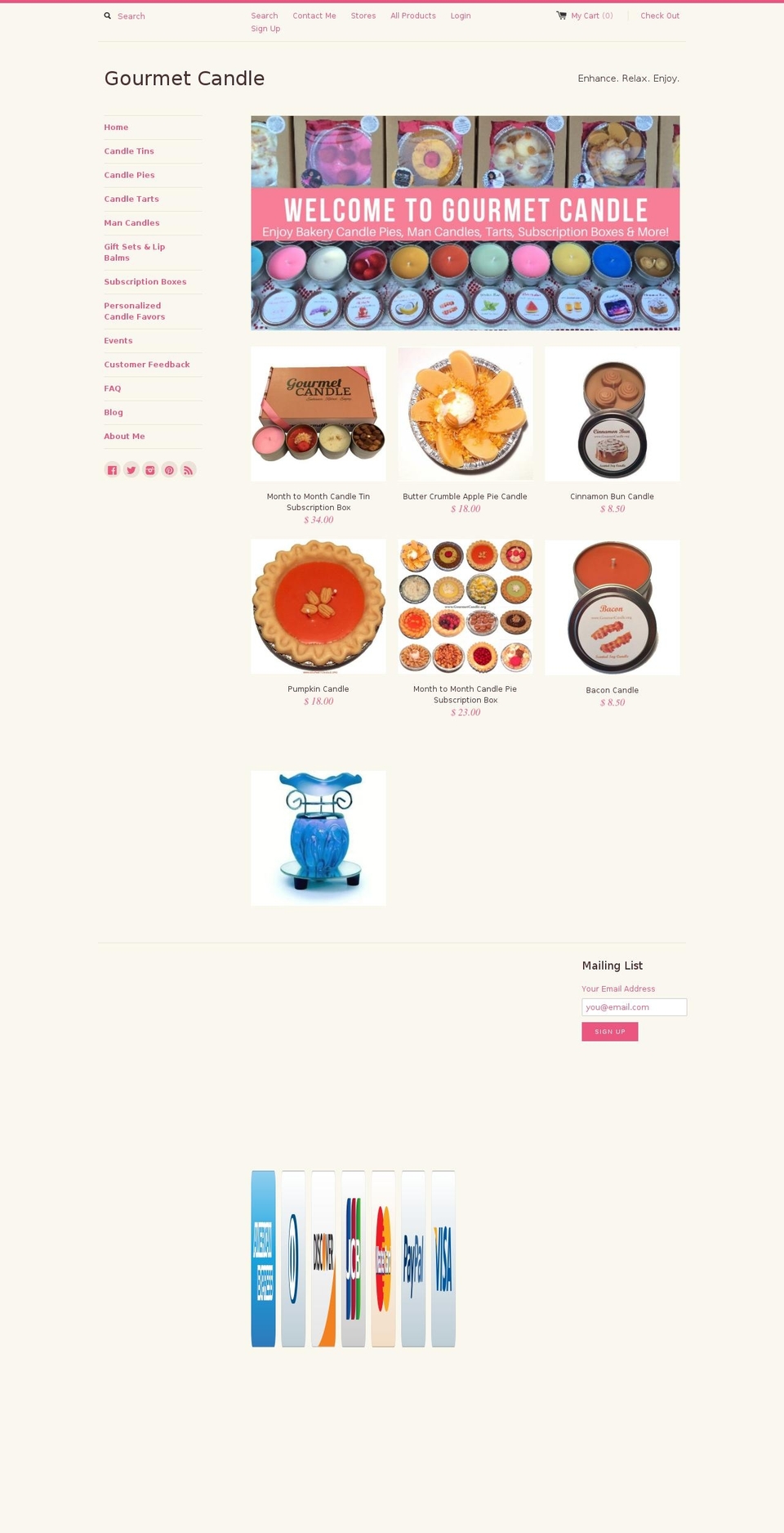 gourmetcandle.org shopify website screenshot