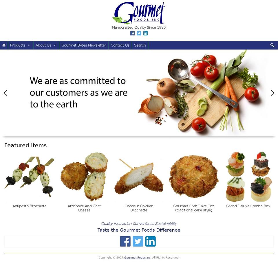 gourmetfoodsinc.com shopify website screenshot