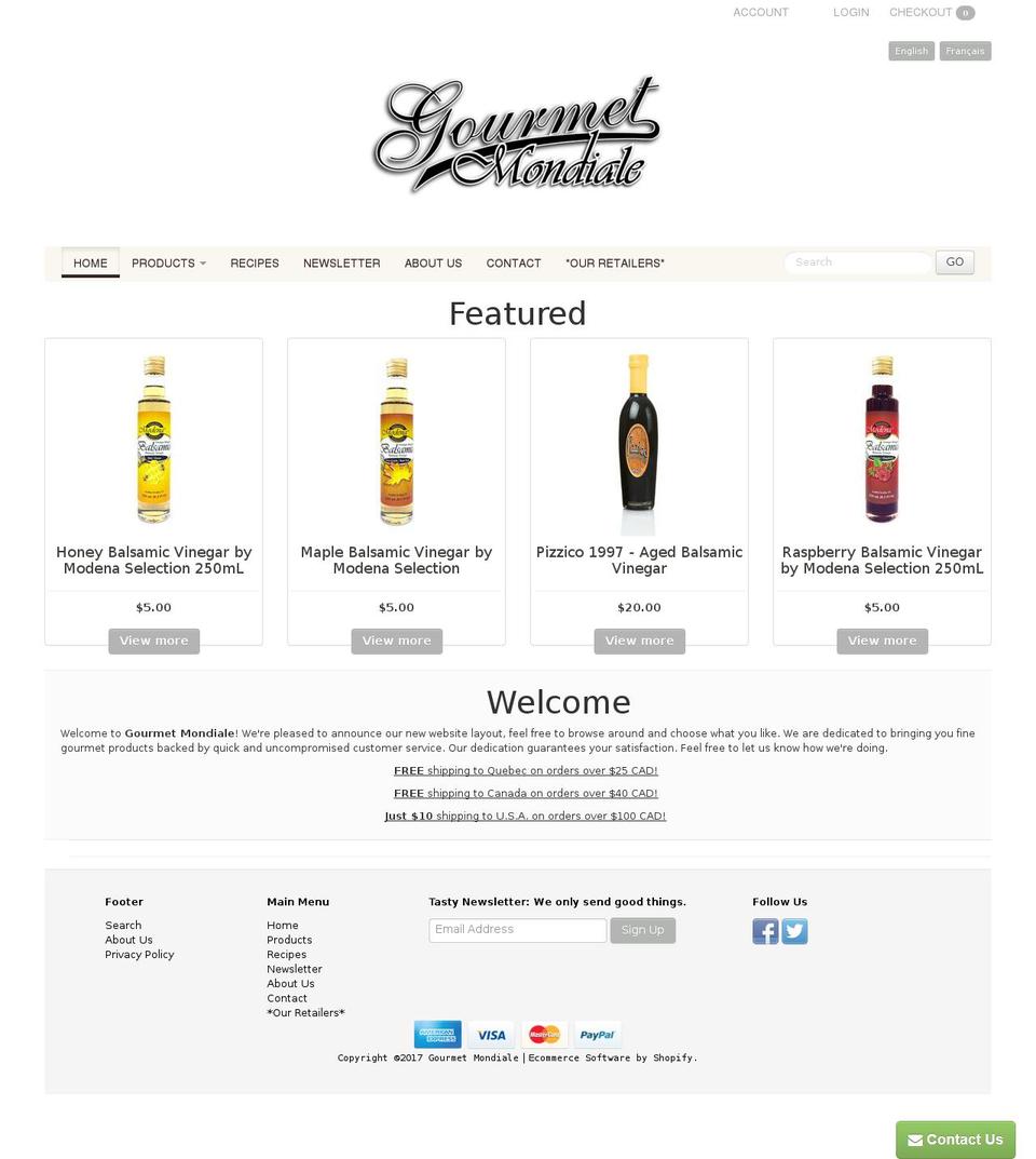 gourmetmondiale.com shopify website screenshot