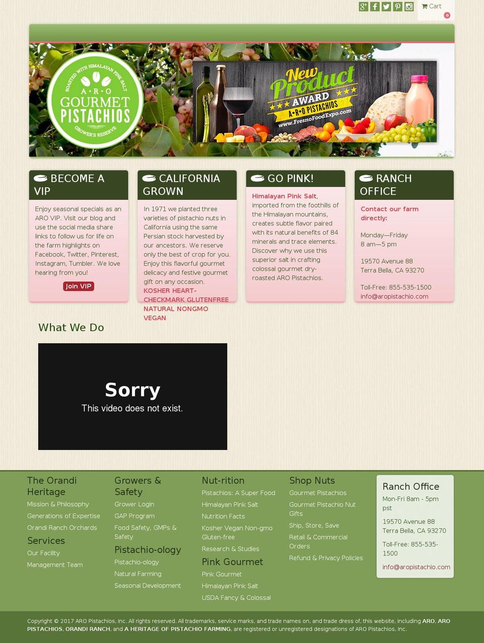 aro-responsive-layout Shopify theme site example gourmetpistachio.com