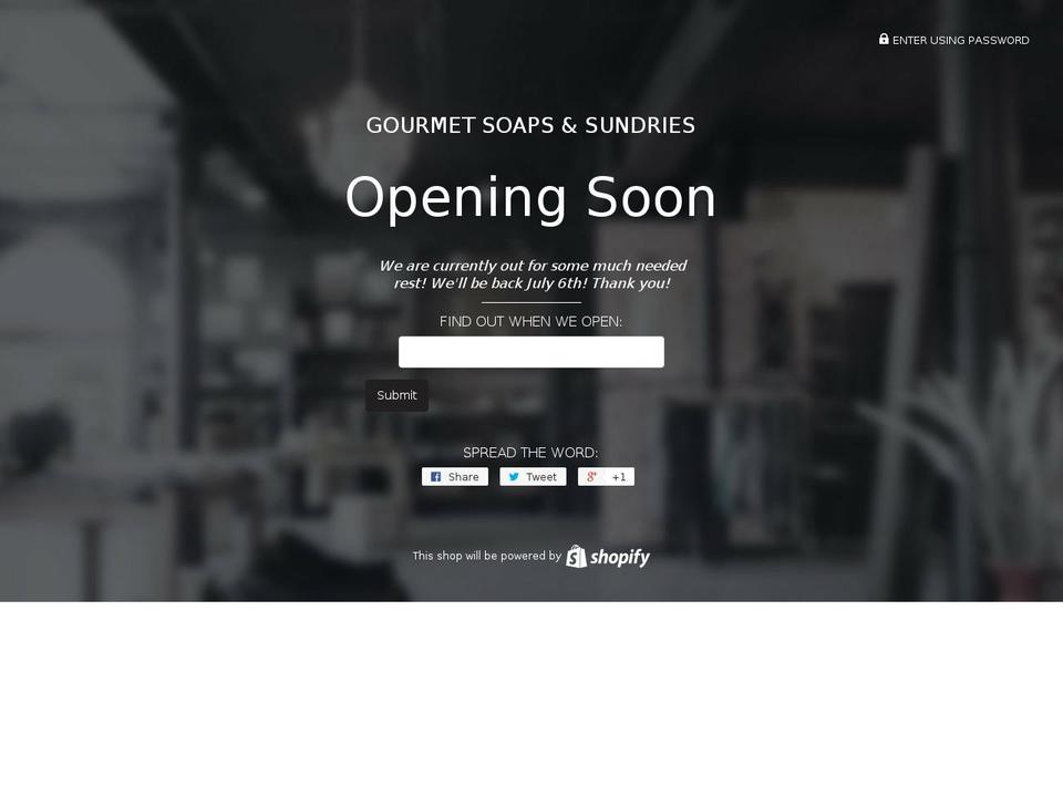 gourmetsoapsandsundries.com shopify website screenshot