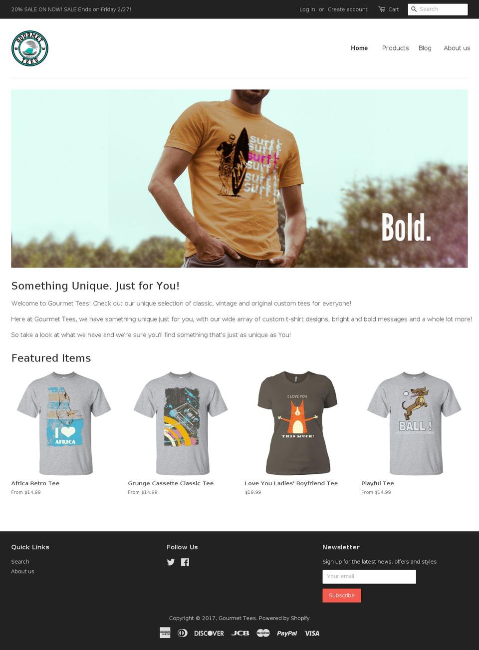 gourmettees.com shopify website screenshot