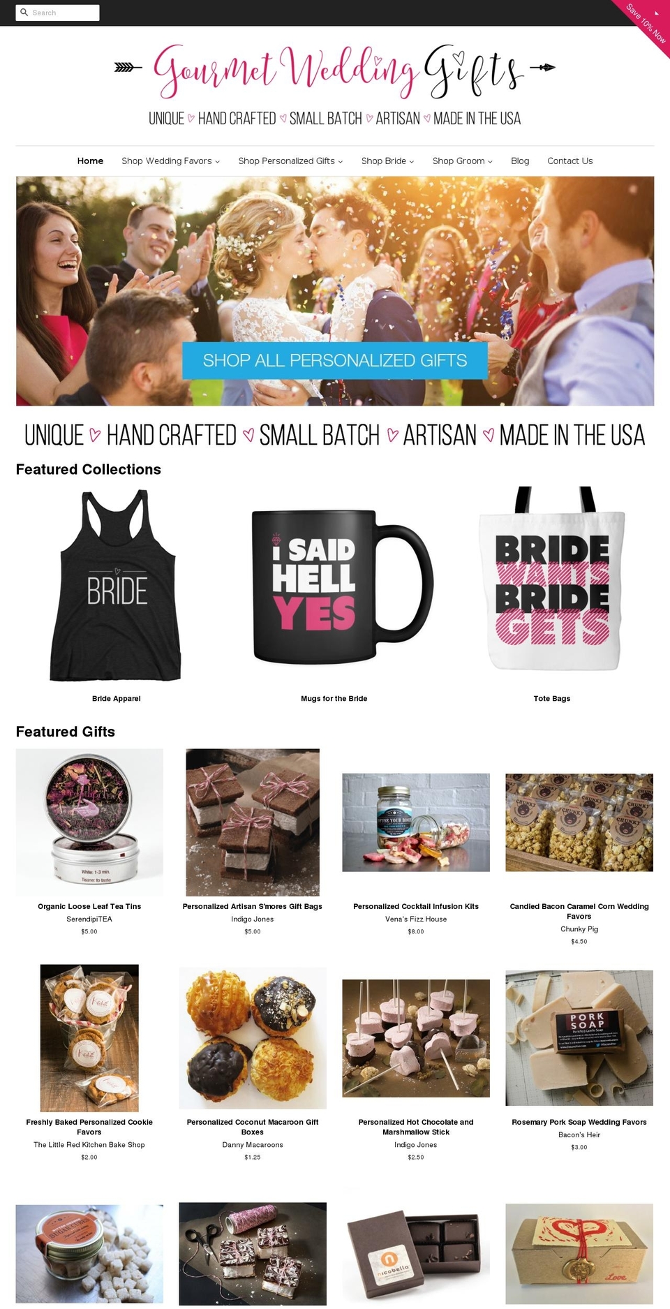 gourmetweddinggifts.com shopify website screenshot