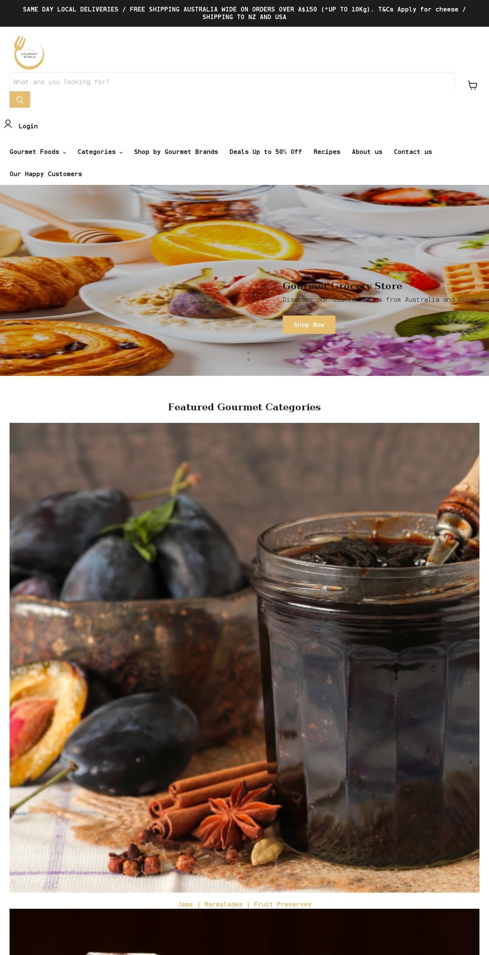 gourmetworld.com.au shopify website screenshot