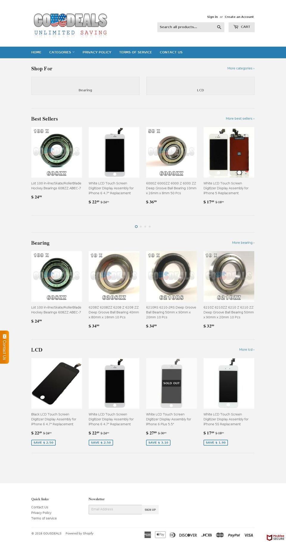 gousdeals.com shopify website screenshot