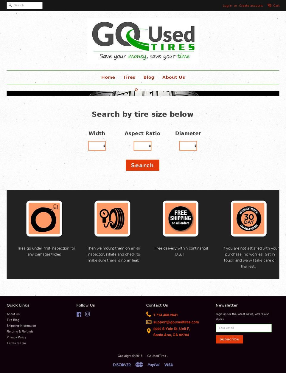 gousedtires.com shopify website screenshot