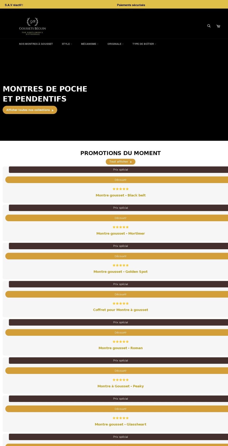 goussets-beguin.fr shopify website screenshot