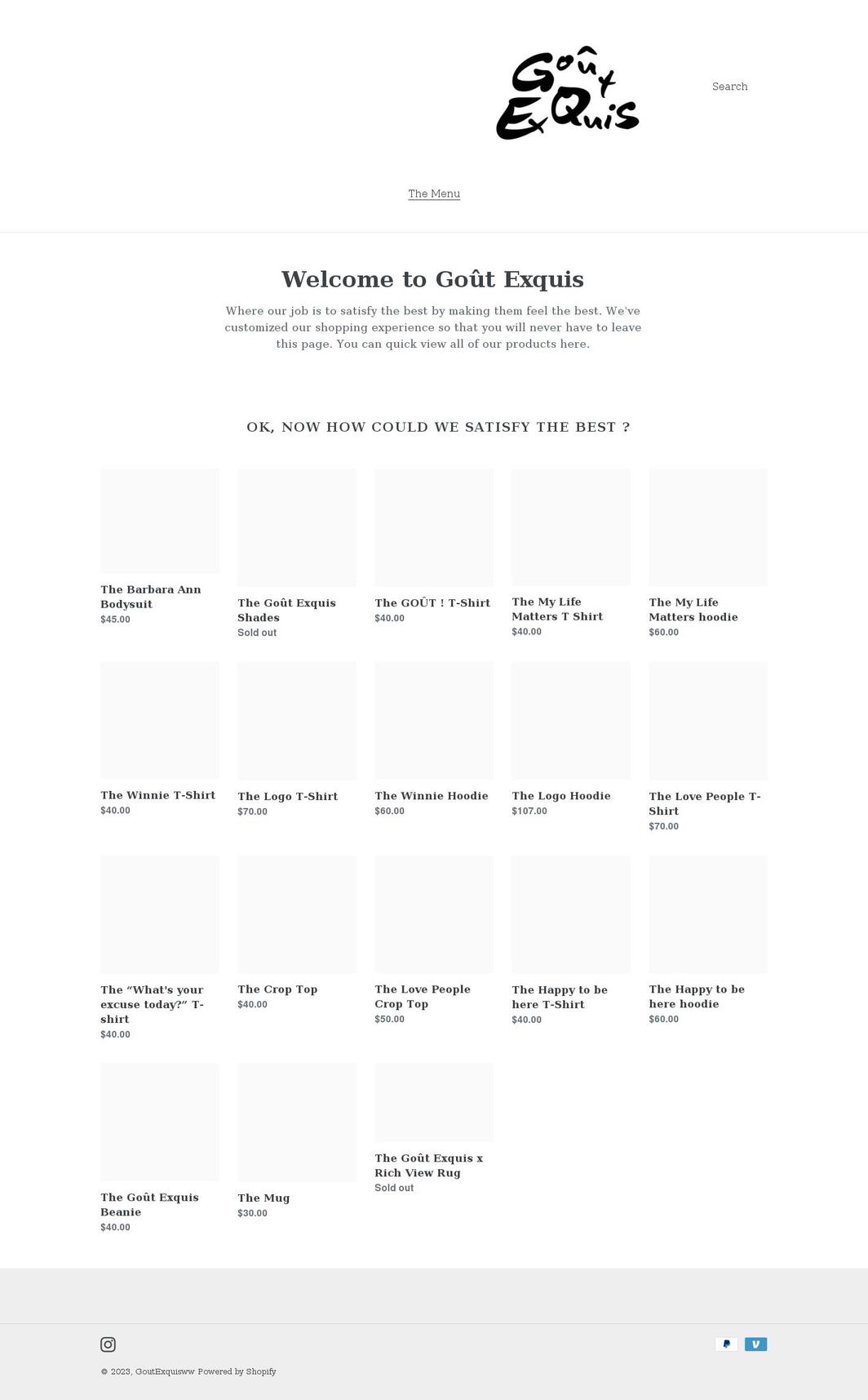 goutexquisww.com shopify website screenshot