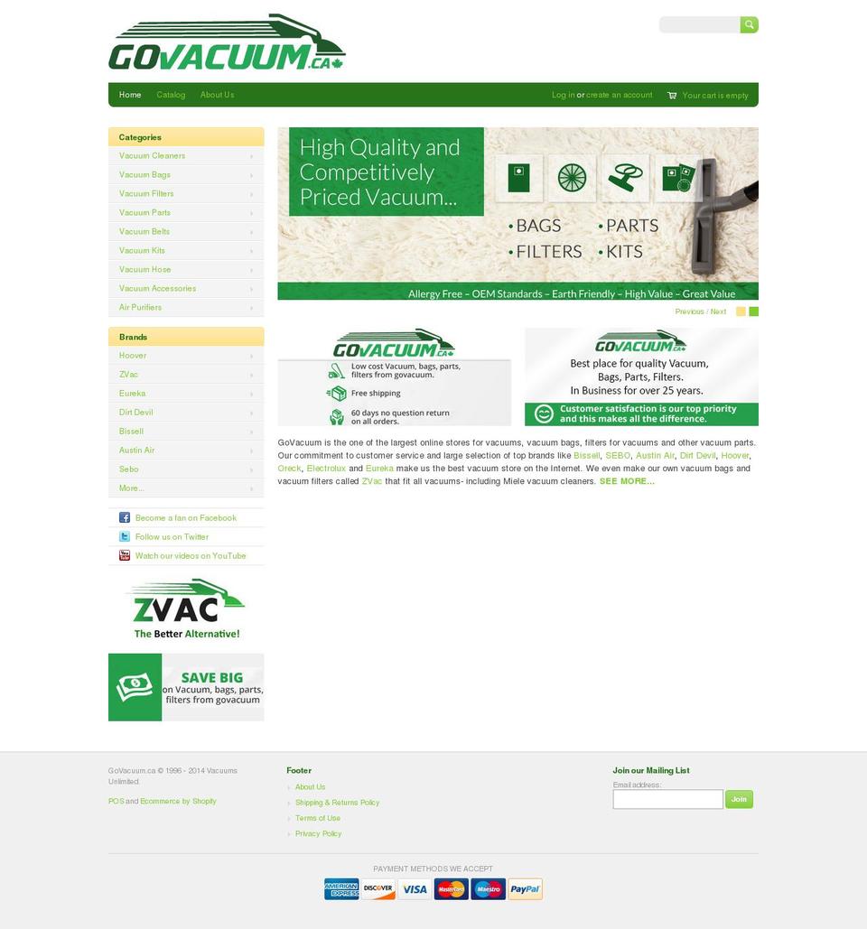 govacuum.ca shopify website screenshot