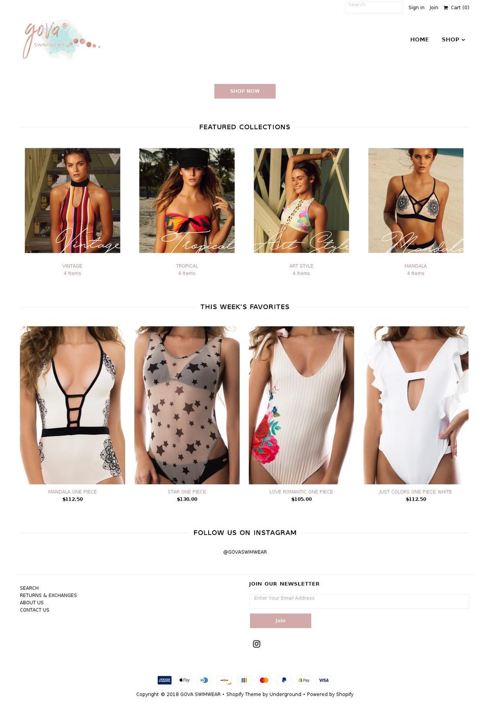 govaswimwear.com shopify website screenshot