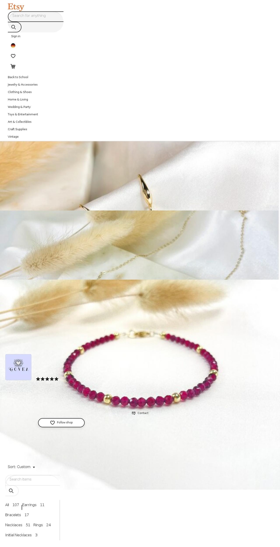 goveajewelry.com shopify website screenshot