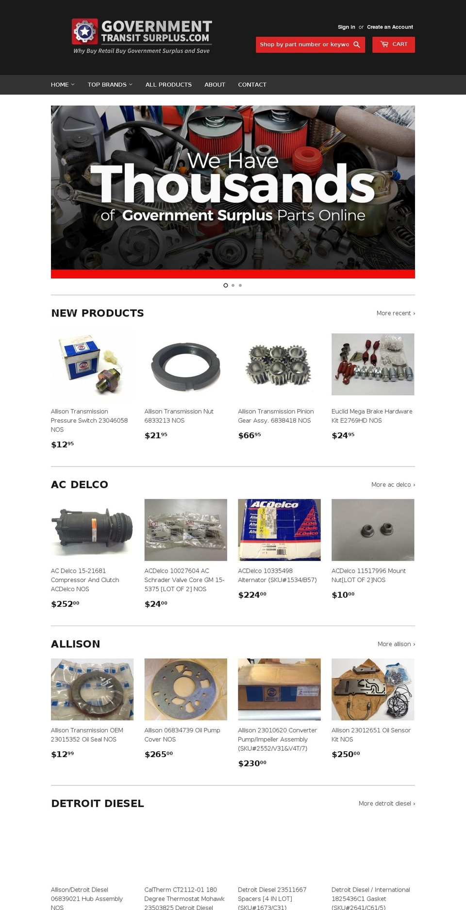 governmenttransitsurplus.com — Shopify storefront screenshot