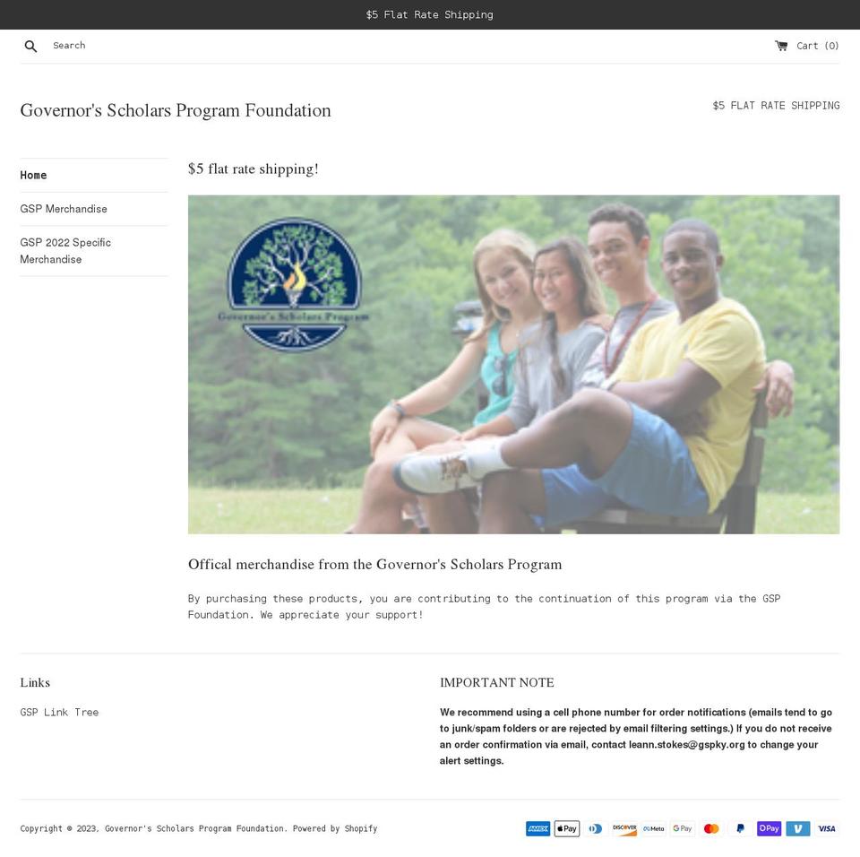 governors-scholars-program.myshopify.com shopify website screenshot