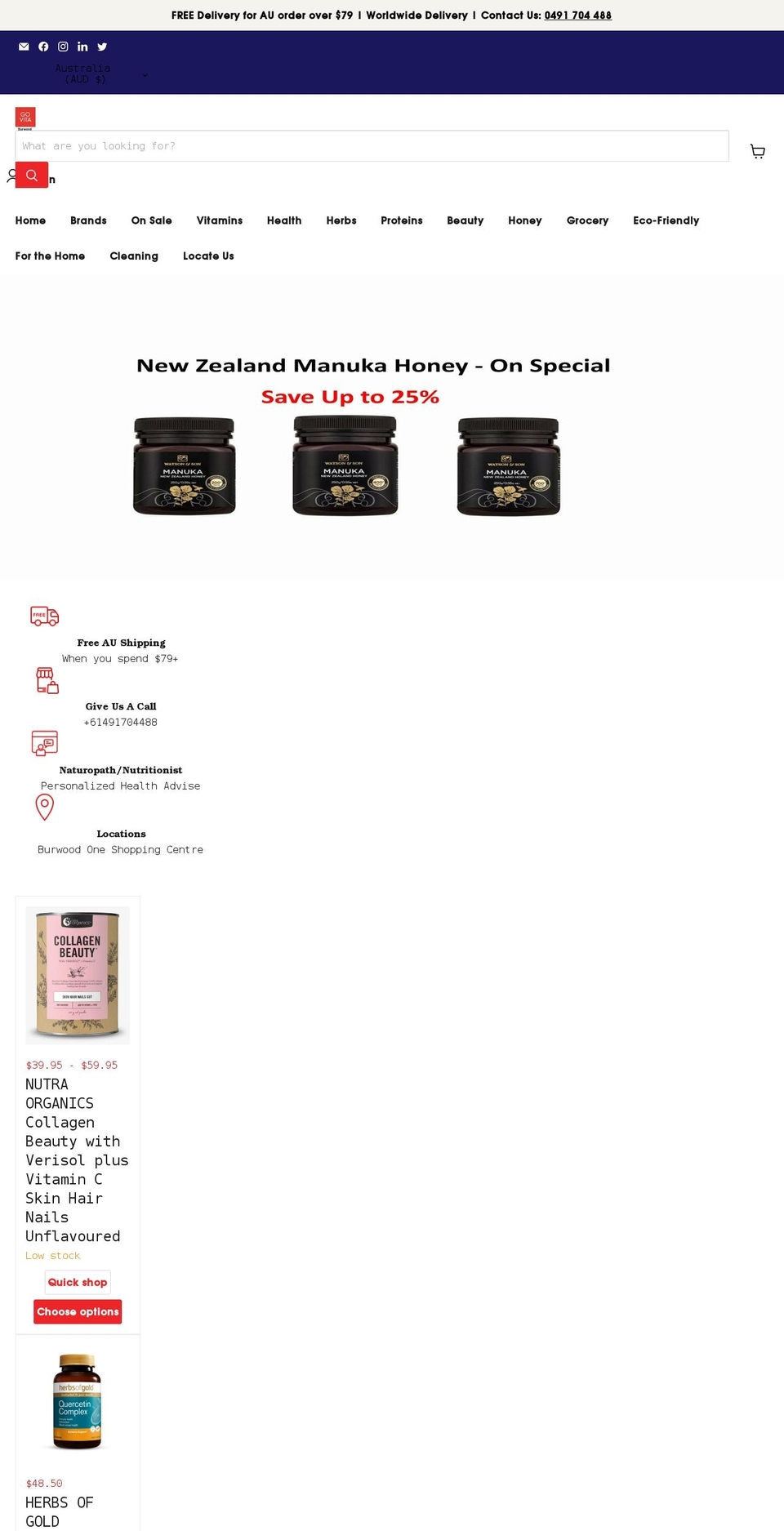 govitaburwood.com.au shopify website screenshot
