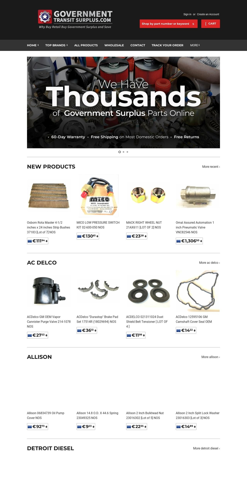 govtransurplus.com — Shopify storefront screenshot