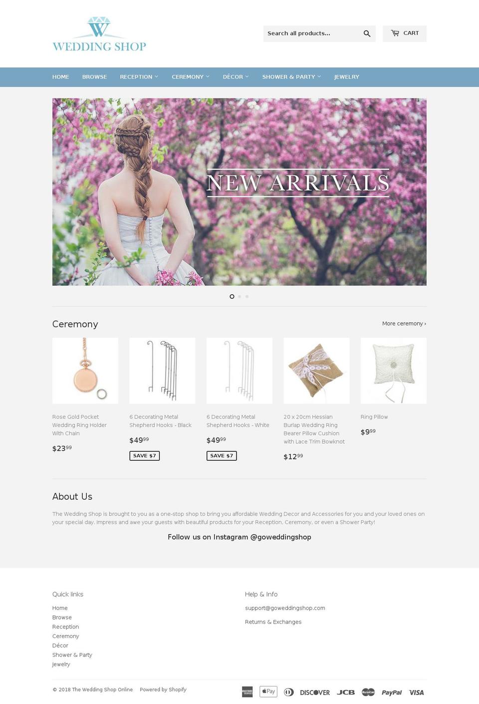 goweddingshop.com — Shopify storefront screenshot