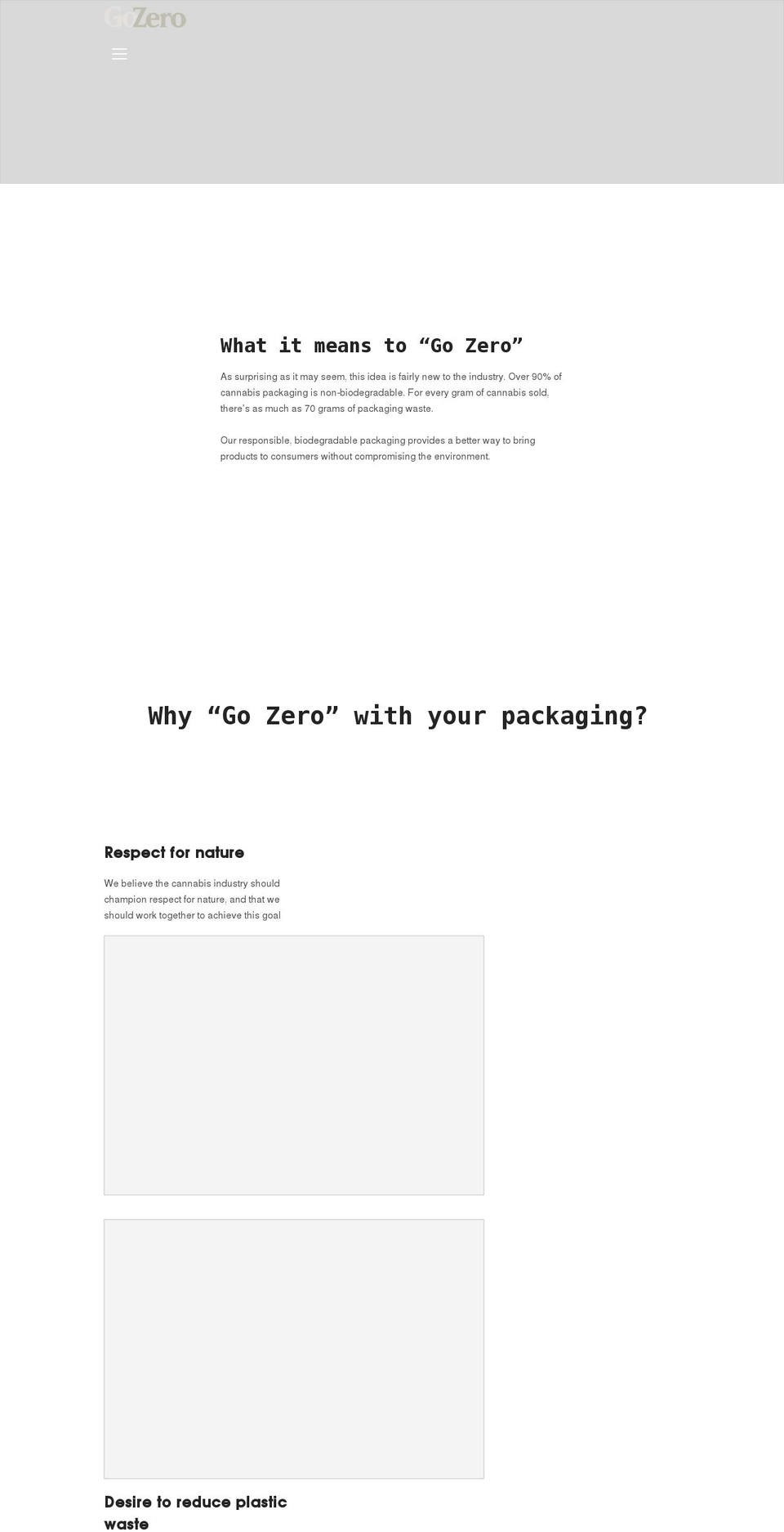 gozeropackaging.com shopify website screenshot