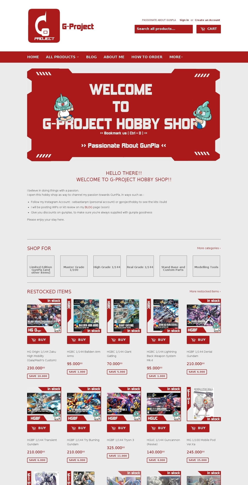 gp-hobby.com shopify website screenshot