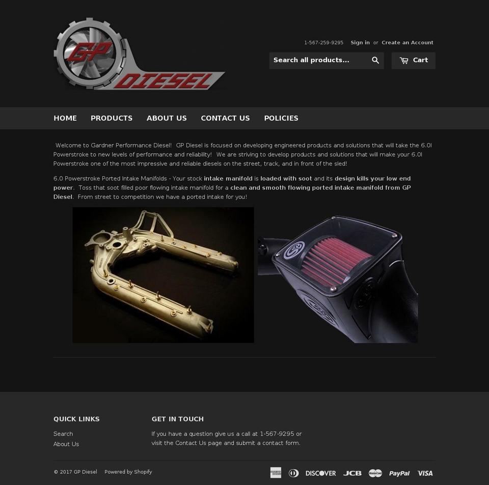 gpdiesel.com shopify website screenshot