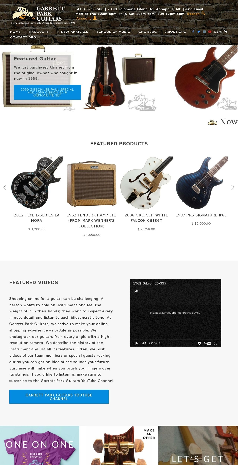 gpguitars.com shopify website screenshot