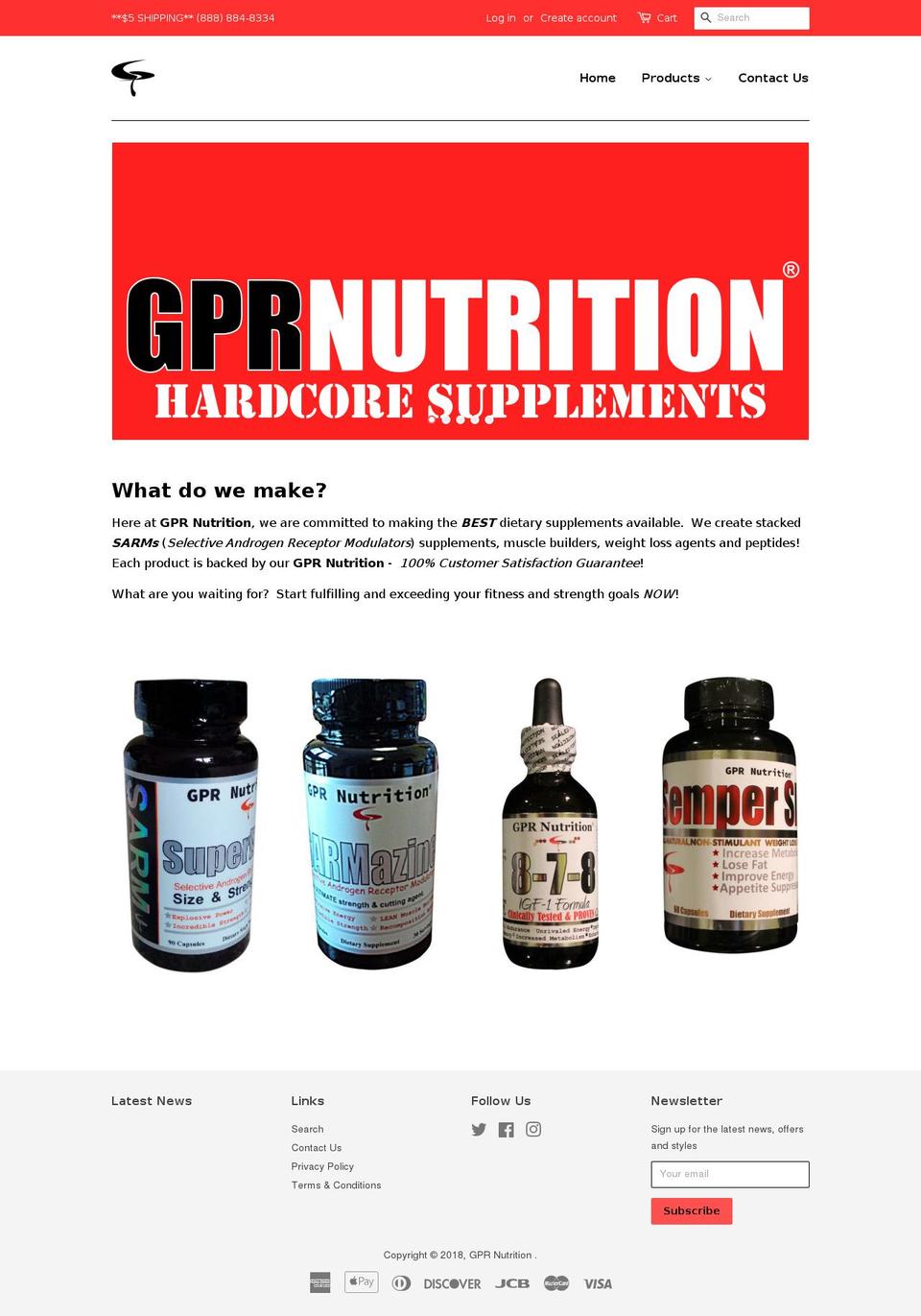 gprnutrition.com shopify website screenshot